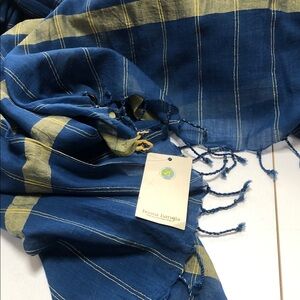 Blue and Yellow Striped Scarf